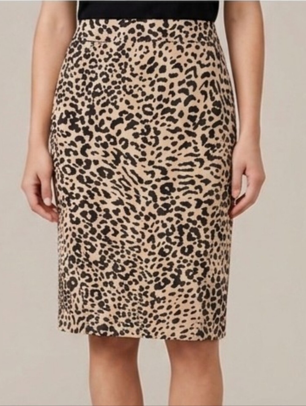 LOFT Animal Print Pencil Skirt - Black and Tan